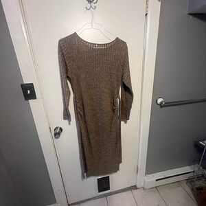 Elegant Brown Knit Dress